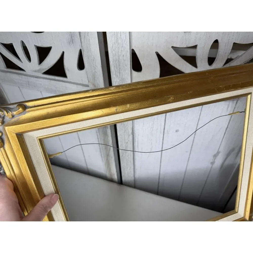 Vintage Gold Solid Wood Picture Frame Made In Mexico Victorian 17inx14.5in
